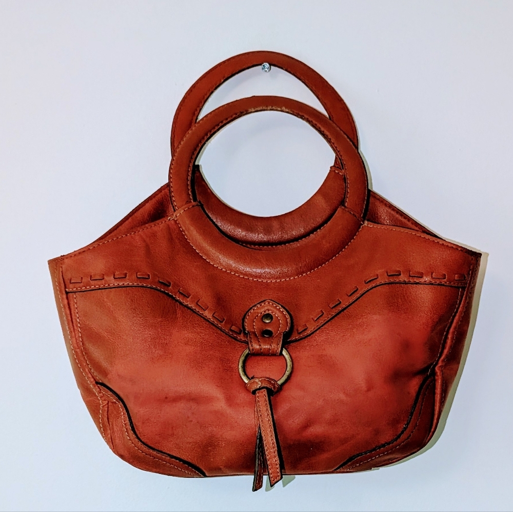 Vintage Relic Burnt Orange Leather Handbag Purse Tote